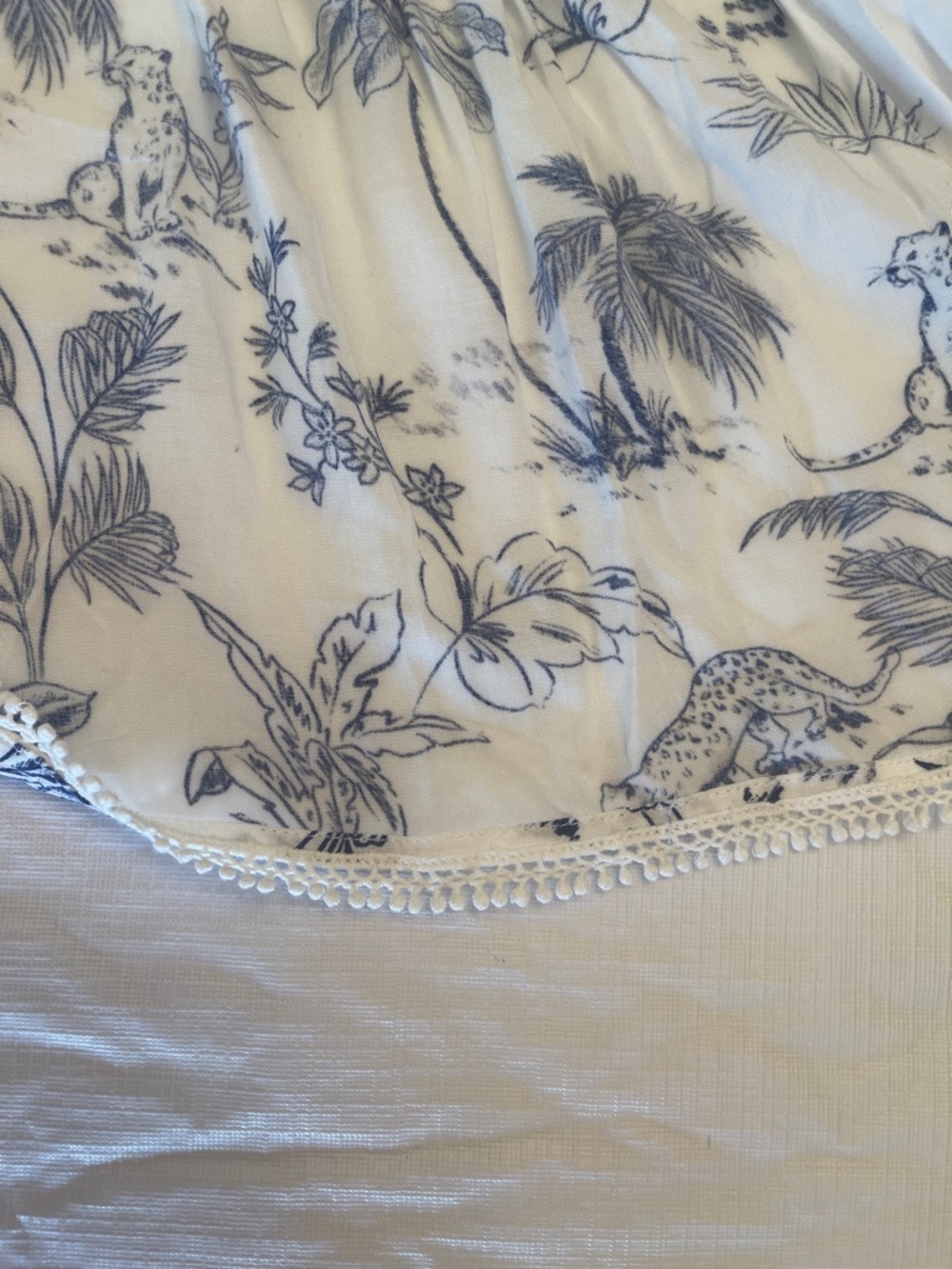 Lost + Wander White Maxi Dress with Blue Tropical Print NWT Size L - Picture 13 of 13